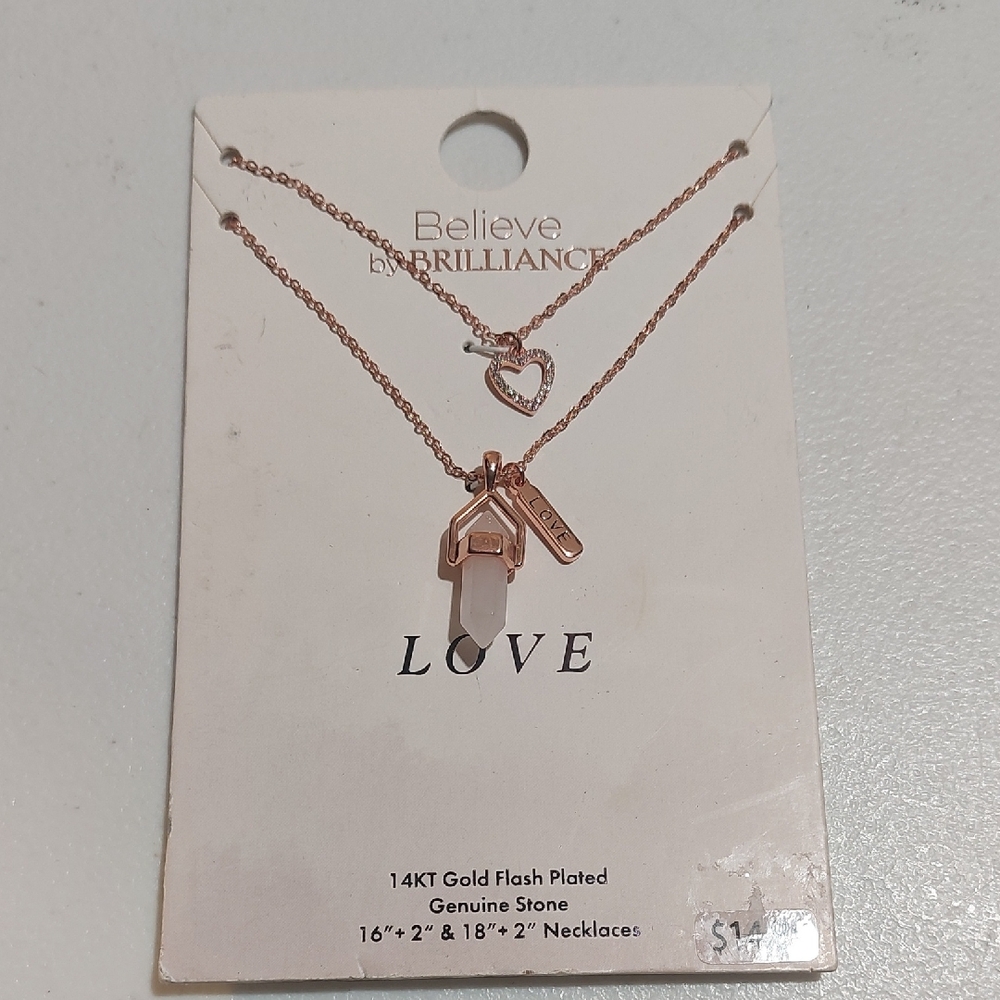 Believe By Brilliance 14kt Flash Plated Rose Gold Necklace Crystal Quartz Accent - Picture 1 of 5